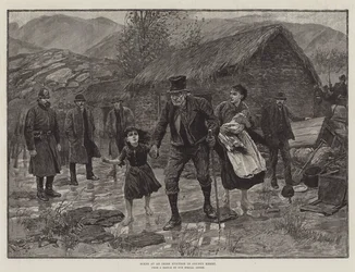 ケリー州のアイルランドの立ち退きシーン